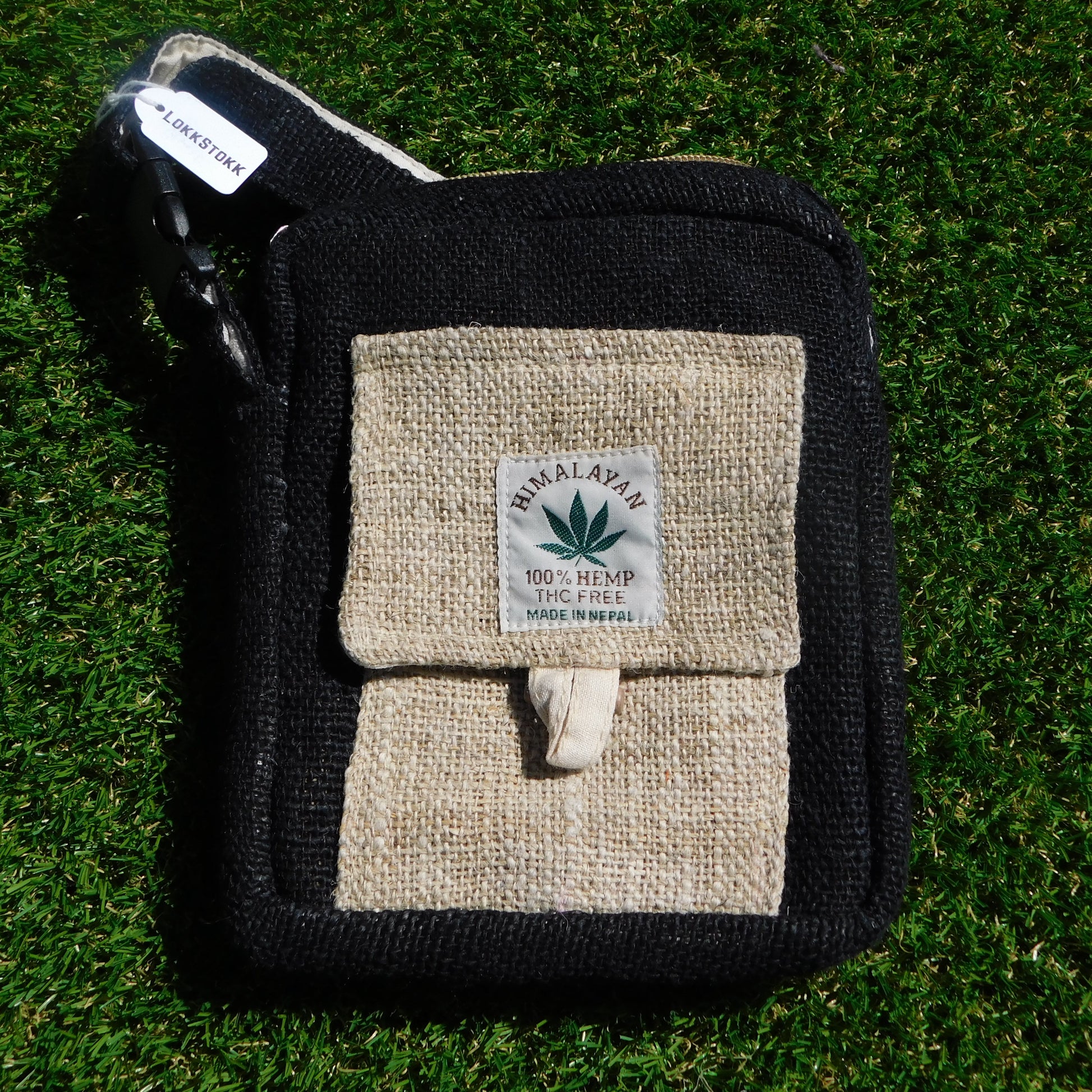 Small Bag with strap, 100% Hemp, Black